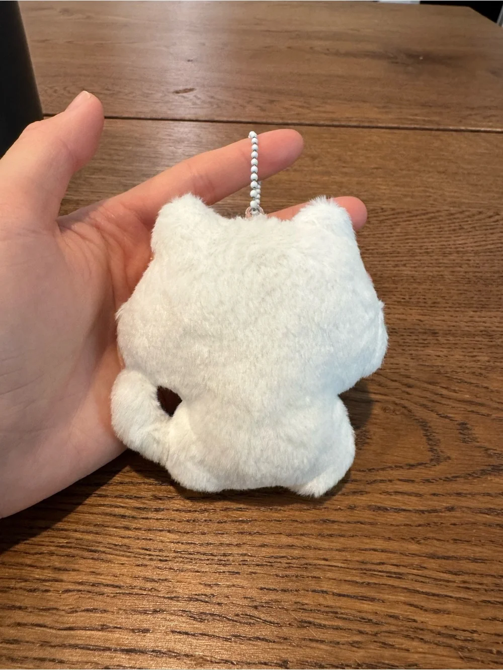White Squeaky Plush Kitty with Fish Keychain Bag Charm - Cute Soft Accessory